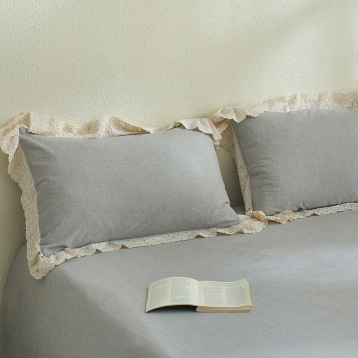 91家纺网 家纺一手货源 找家纺 桂雅居 2025新款舒适麻棉麻数码印花蕾丝花边懒人被被子被芯 烟墨灰