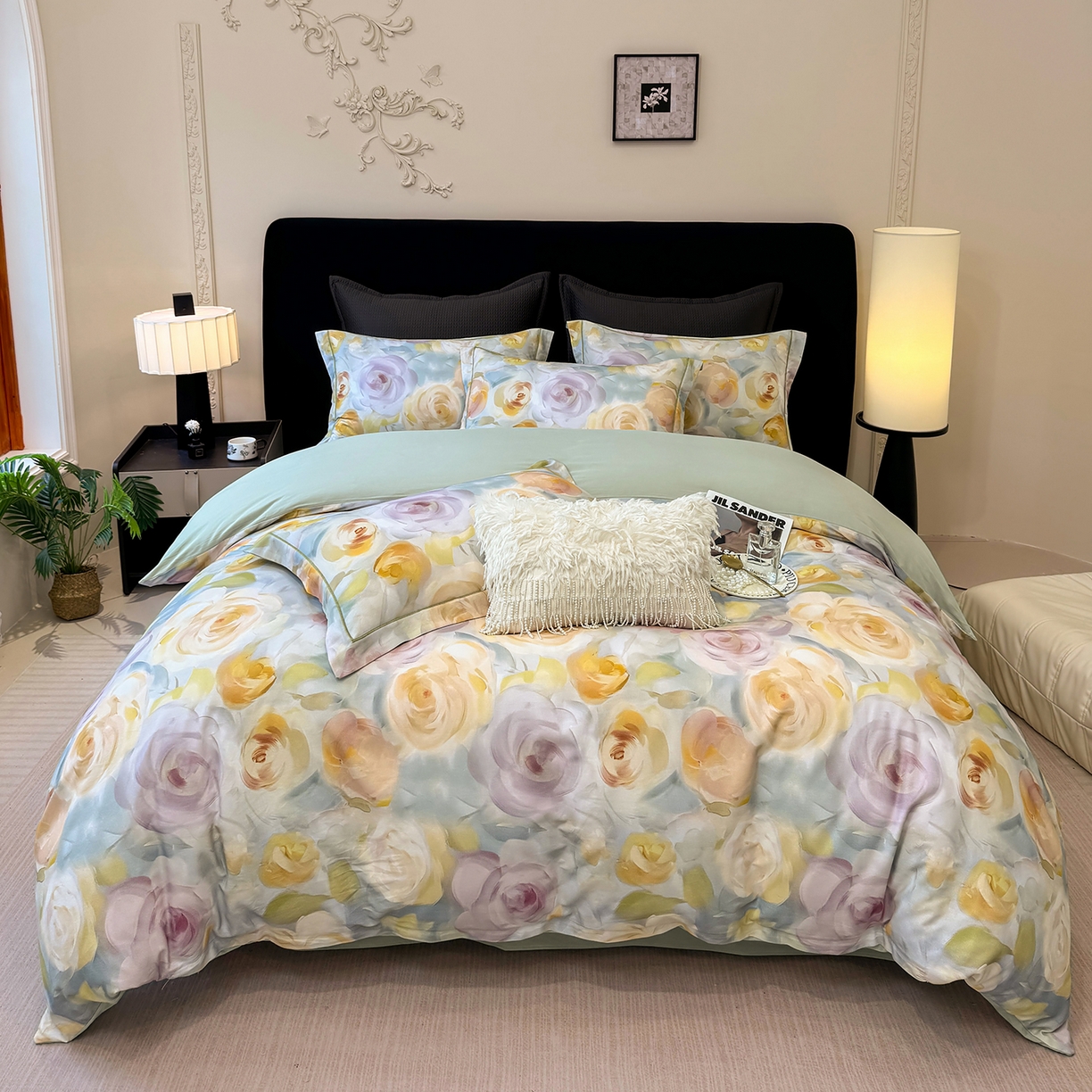 91家纺网 家纺一手货源 找家纺 星座家纺 2025秋冬新款全棉磨毛数码印花四件套 爱语玫瑰