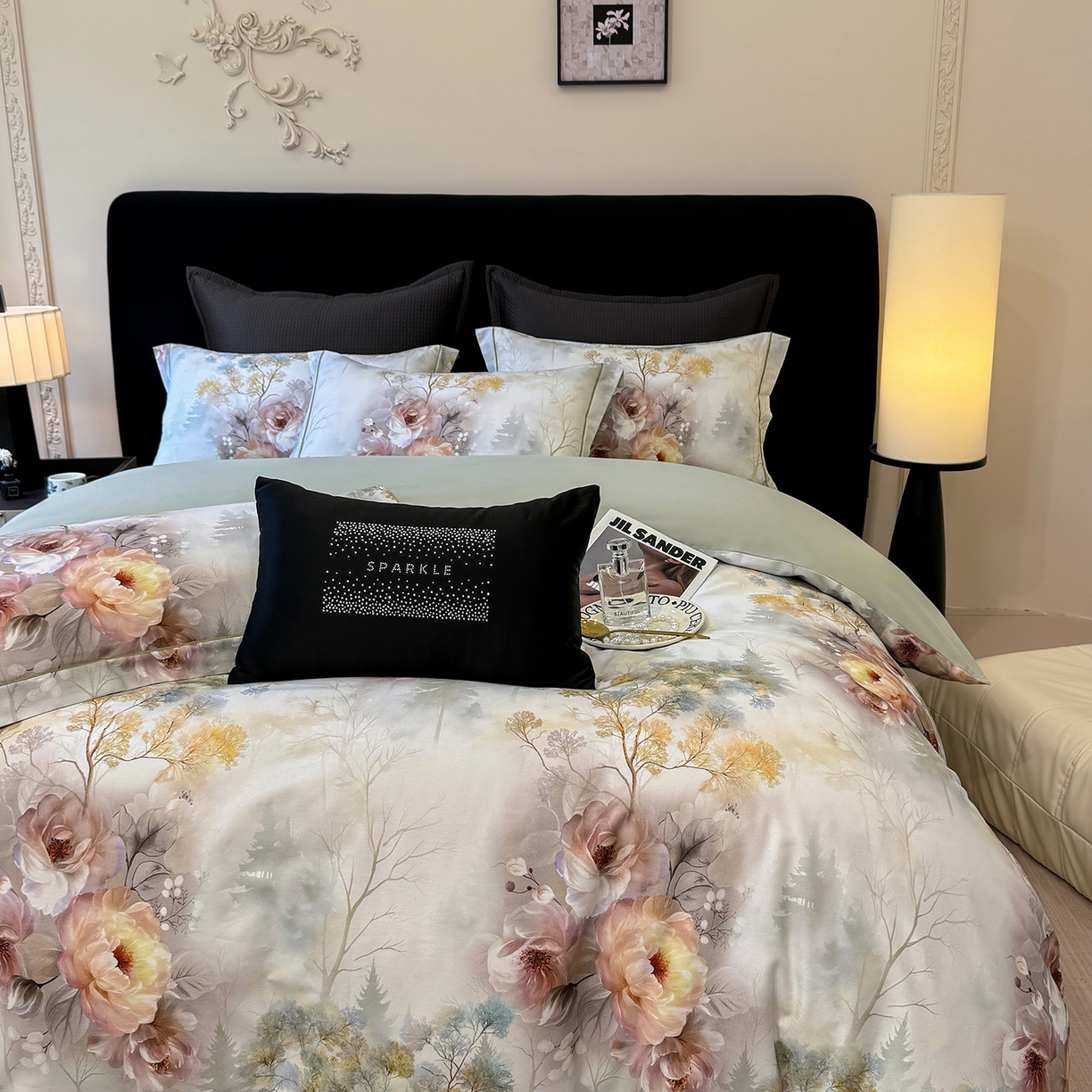 91家纺网 家纺一手货源 找家纺 星座家纺 2025秋冬新款全棉磨毛数码印花四件套 飞花