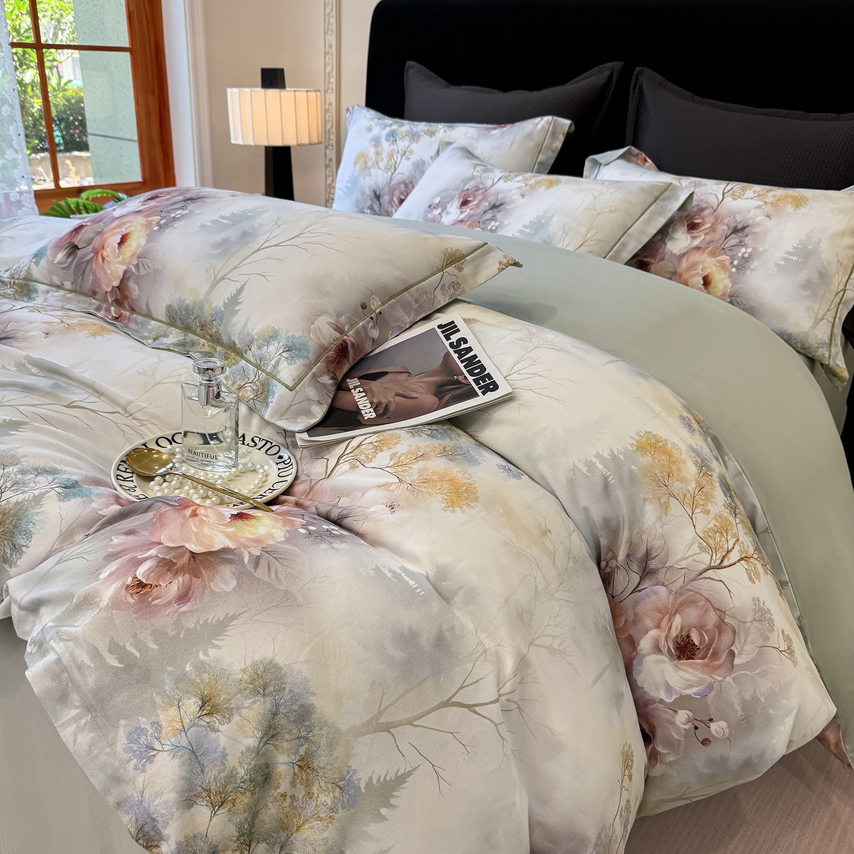 91家纺网 家纺一手货源 找家纺 星座家纺 2025秋冬新款全棉磨毛数码印花四件套 飞花