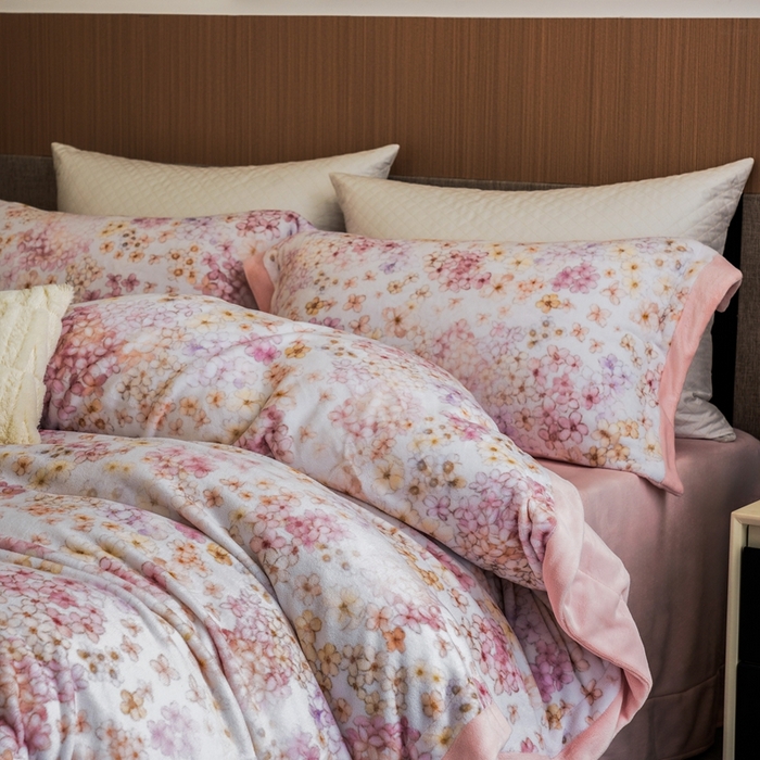 91家纺网 家纺一手货源 找家纺 瑞雪家居 2025新款全消光数码印花牛奶绒系列四件套 花香