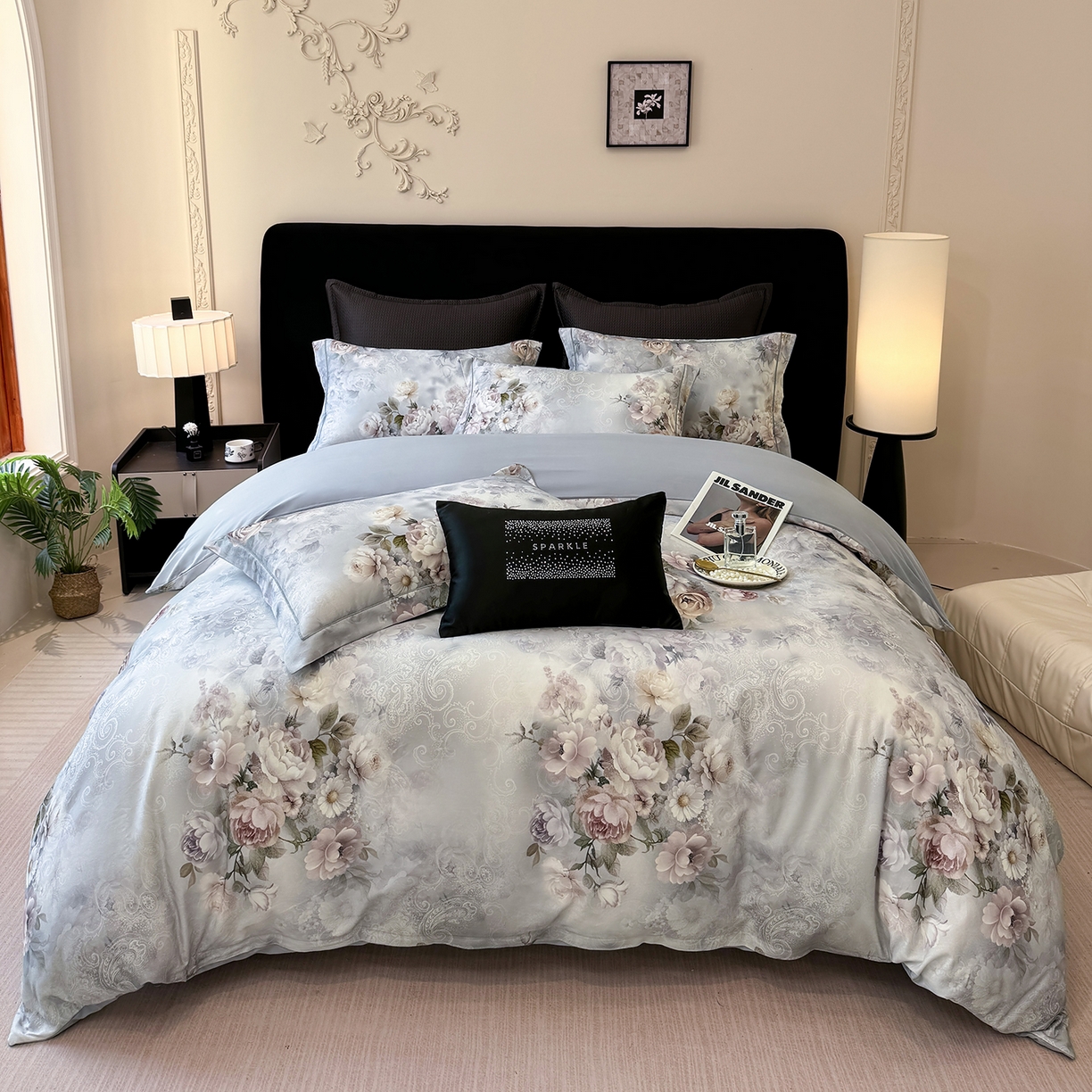 91家纺网 家纺一手货源 找家纺 星座家纺 2025秋冬新款全棉磨毛数码印花四件套 镜中花