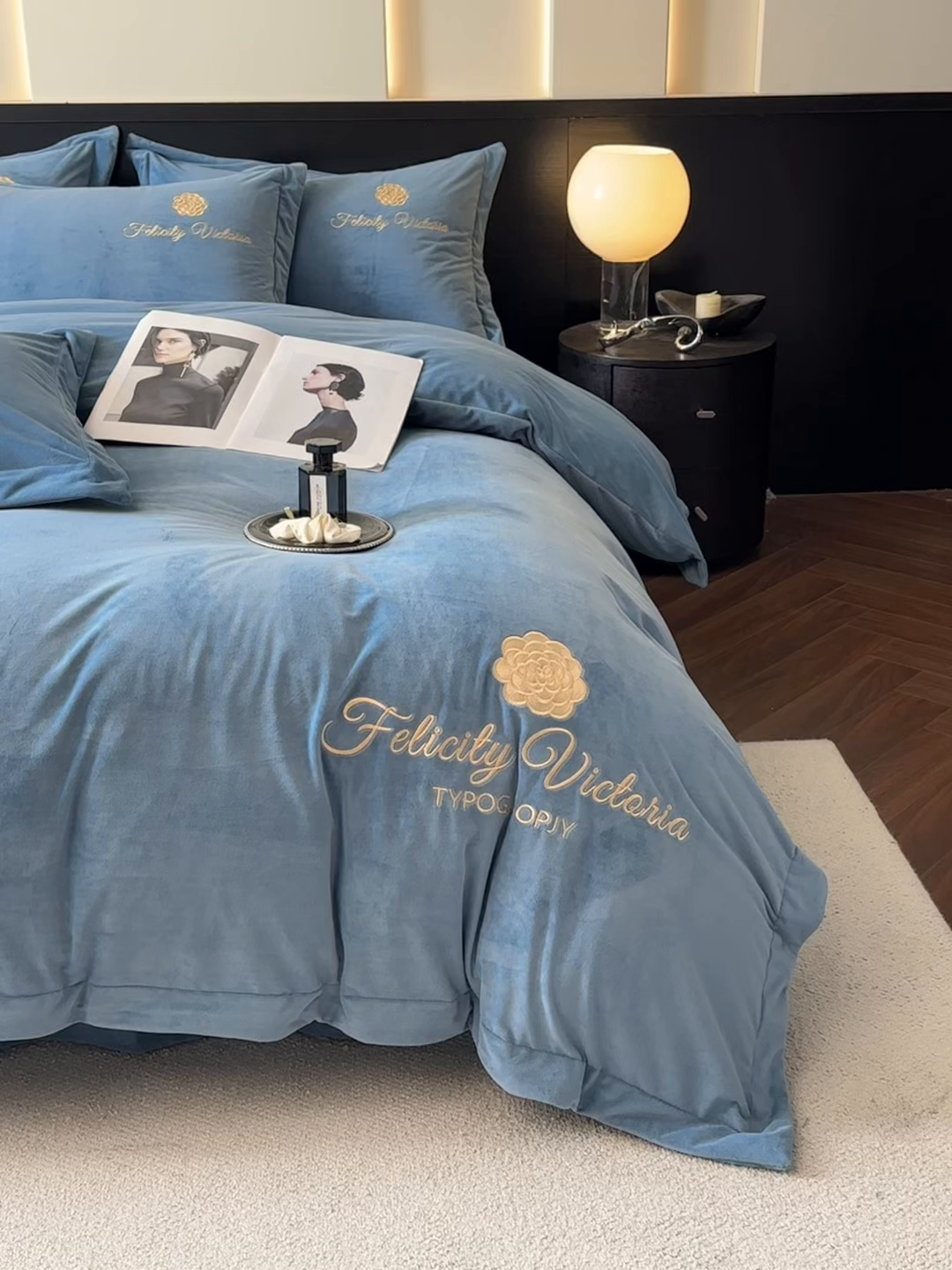 91家纺网 家纺一手货源 找家纺 （总）鸿织源2025新款-茶颜系列 宝宝绒宽边四件套