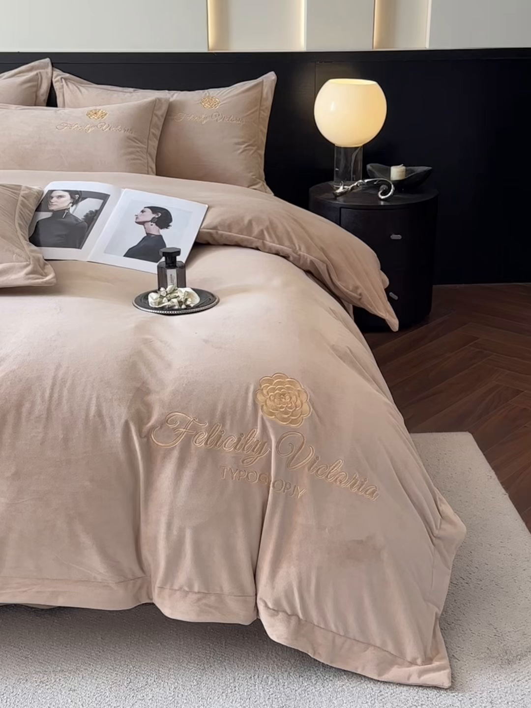 91家纺网 家纺一手货源 找家纺 （总）鸿织源2025新款-茶颜系列 宝宝绒宽边四件套