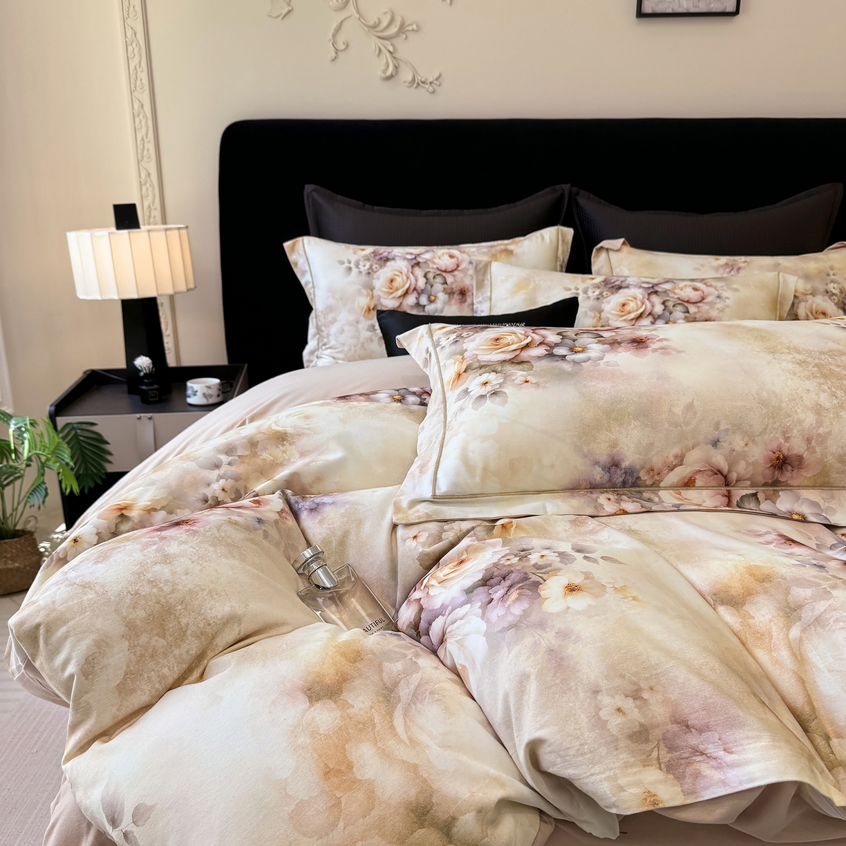 91家纺网 家纺一手货源 找家纺 星座家纺 2025秋冬新款全棉磨毛数码印花四件套 沁心