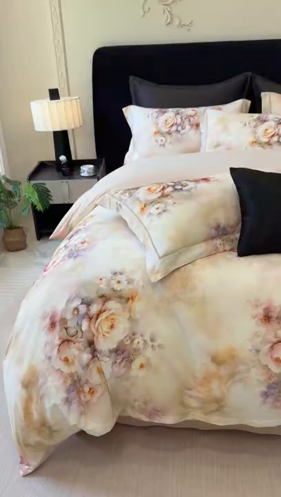 91家纺网 家纺一手货源 找家纺 星座家纺 2025秋冬新款全棉磨毛数码印花四件套 沁心