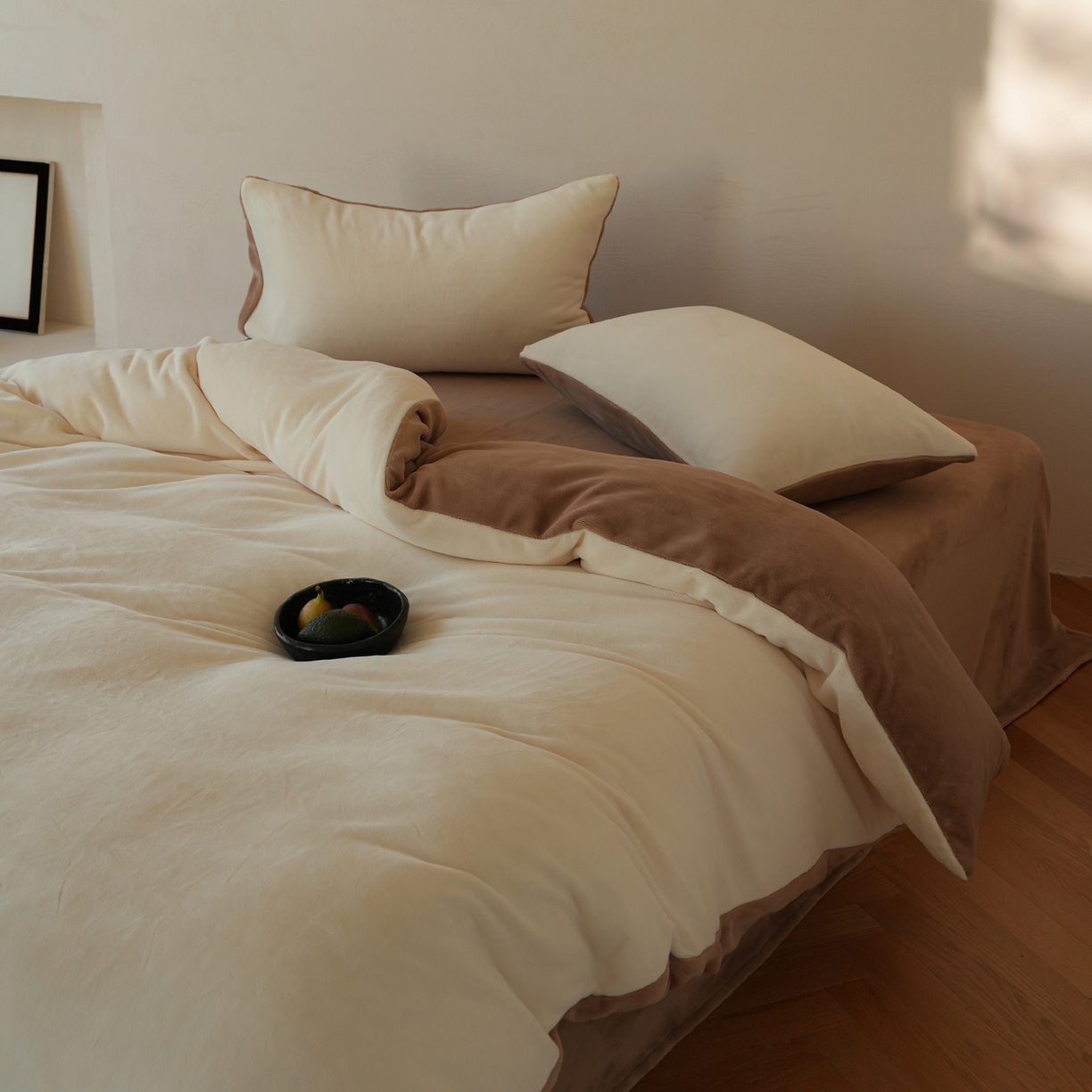 简纯主义 2025新款撞色牛奶绒那不勒斯系列四件套 梦璃