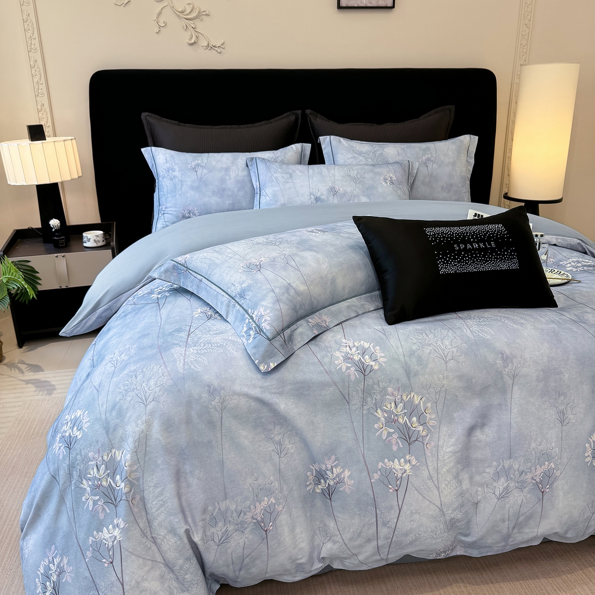 91家纺网 家纺一手货源 找家纺 星座家纺 2025秋冬新款全棉磨毛数码印花四件套 听风冷羽