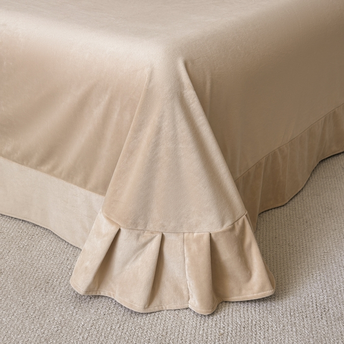 91家纺网 家纺一手货源 找家纺 鸿织源2025新款-茶颜系列 宝宝绒宽边四件套 茶颜-香槟咖