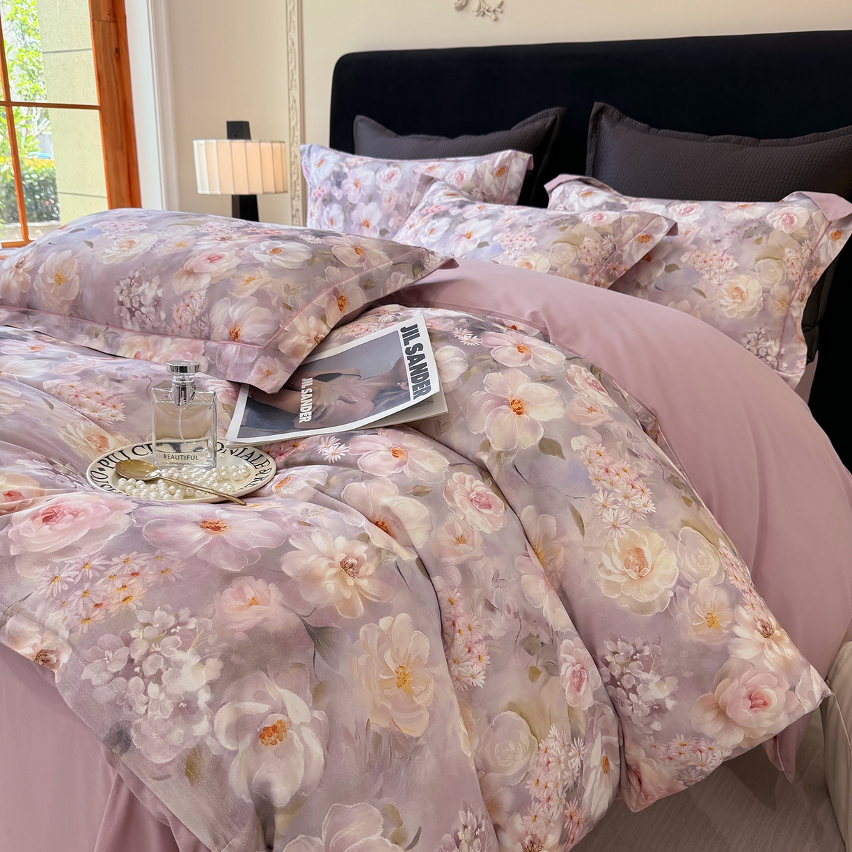 91家纺网 家纺一手货源 找家纺 星座家纺 2025秋冬新款全棉磨毛数码印花四件套 炫彩花园