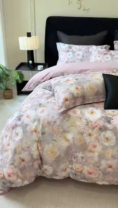 91家纺网 家纺一手货源 找家纺 星座家纺 2025秋冬新款全棉磨毛数码印花四件套 炫彩花园