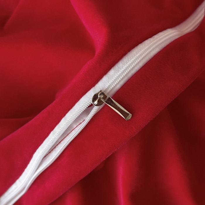 91家纺网 家纺一手货源 找家纺 鸿织源2025新款-茶颜系列 宝宝绒宽边四件套 茶颜-中国红