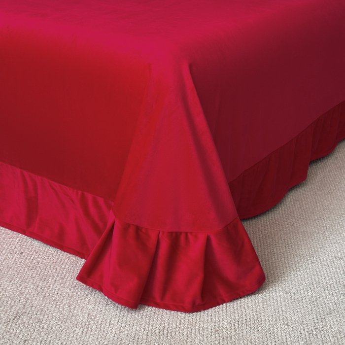 91家纺网 家纺一手货源 找家纺 鸿织源2025新款-茶颜系列 宝宝绒宽边四件套 茶颜-中国红