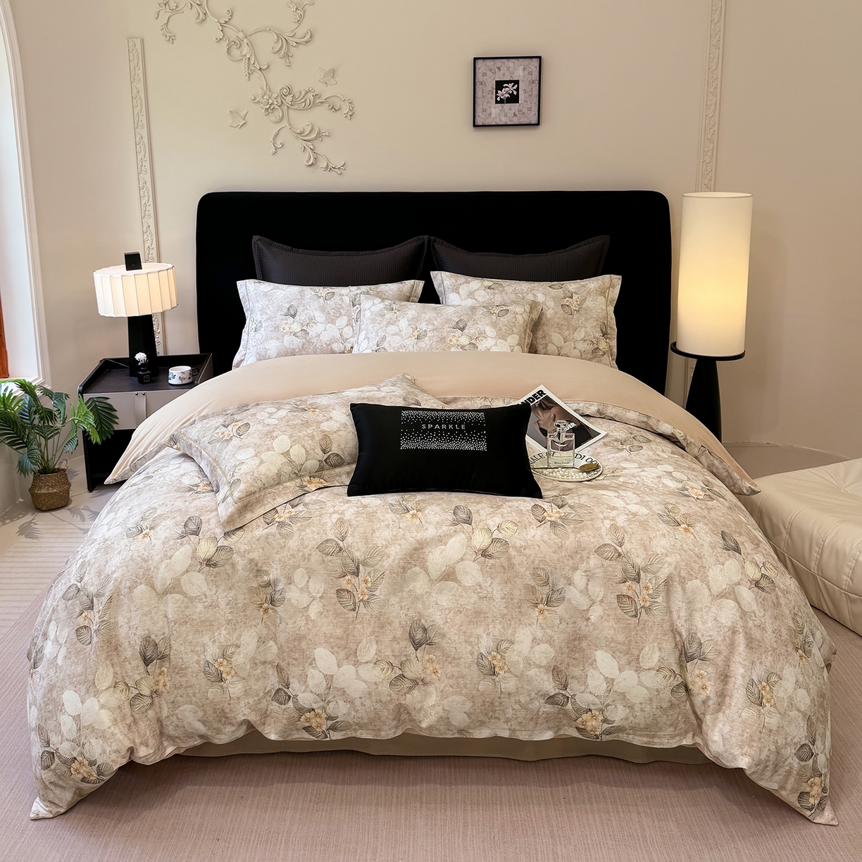 91家纺网 家纺一手货源 找家纺 星座家纺 2025秋冬新款全棉磨毛数码印花四件套 夜会美