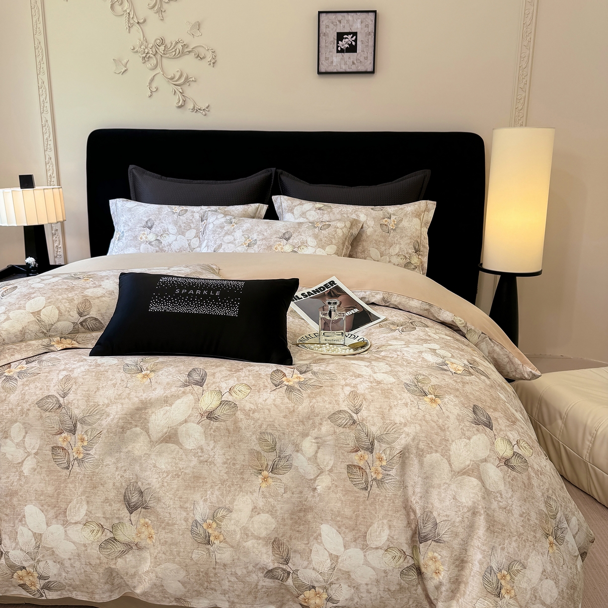 91家纺网 家纺一手货源 找家纺 星座家纺 2025秋冬新款全棉磨毛数码印花四件套 夜会美