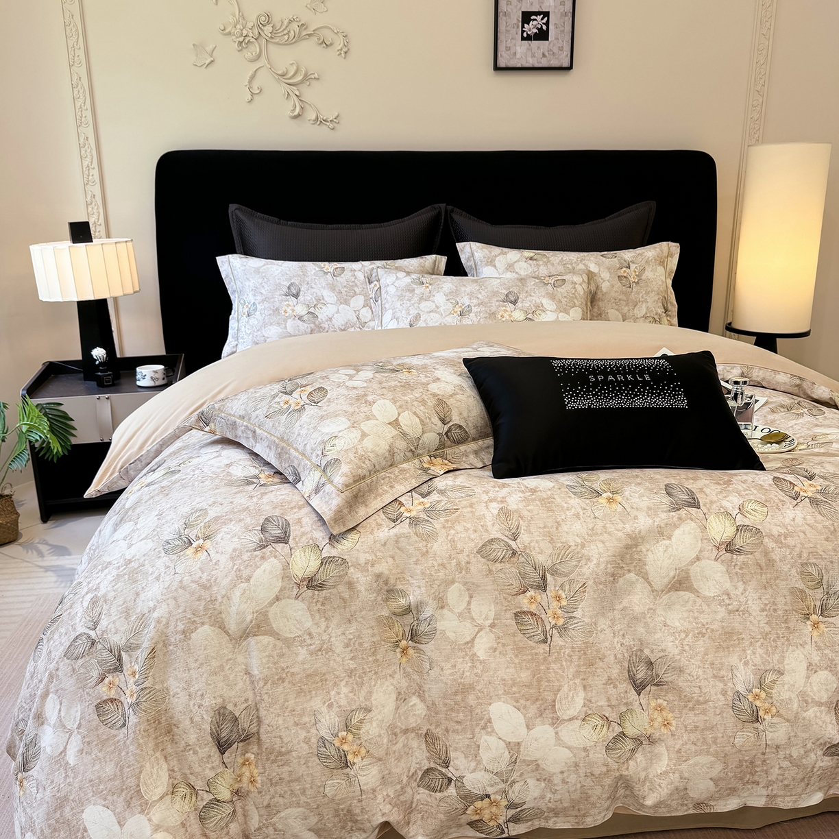 91家纺网 家纺一手货源 找家纺 星座家纺 2025秋冬新款全棉磨毛数码印花四件套 夜会美