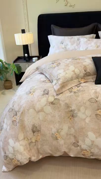 91家纺网 家纺一手货源 找家纺 星座家纺 2025秋冬新款全棉磨毛数码印花四件套 夜会美