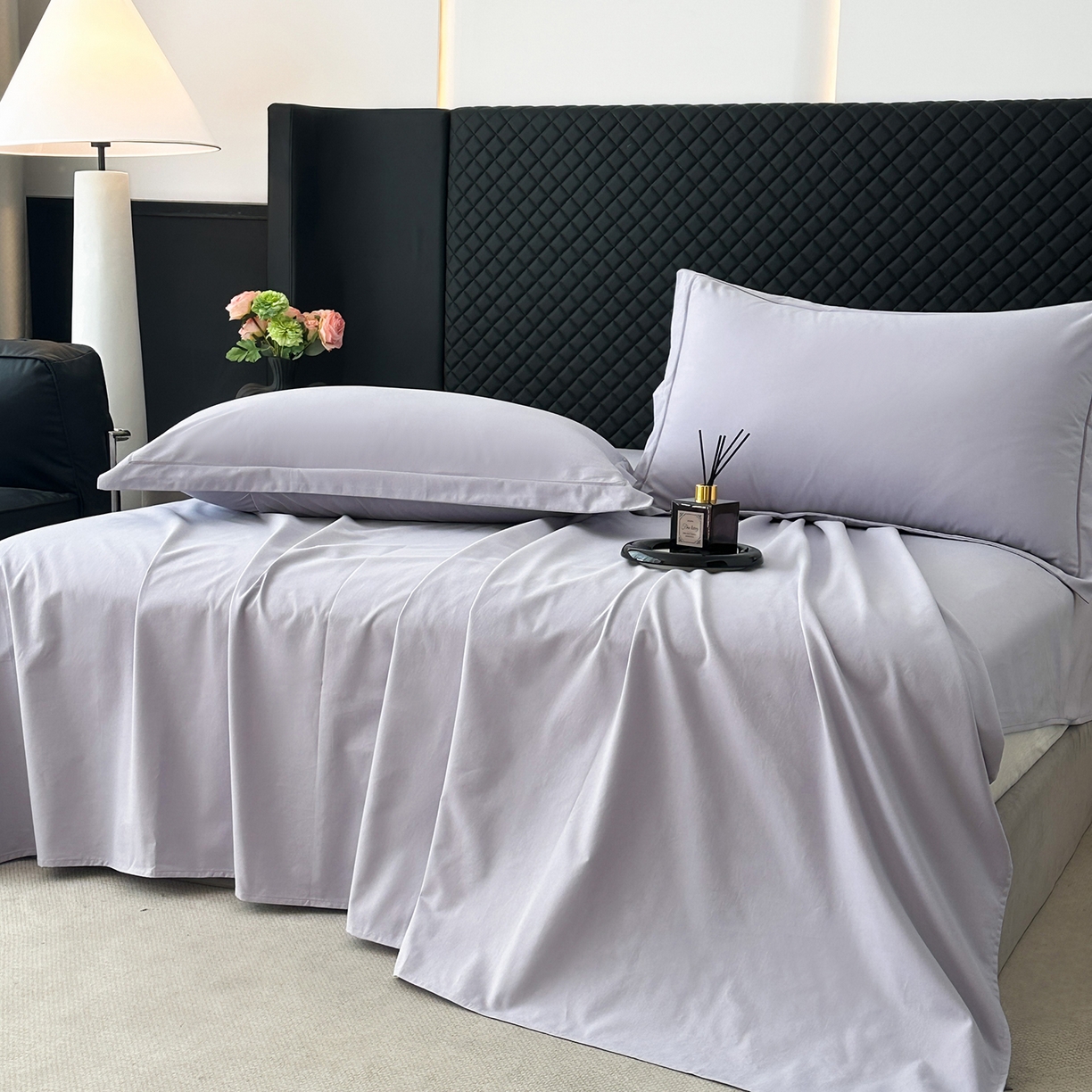 91家纺网 家纺一手货源 找家纺 宝时兰 2025新款加厚100%全棉长绒棉纯色磨毛单品床单纯棉枕套高密【提供买家秀/可定制其他尺寸】 丁香紫