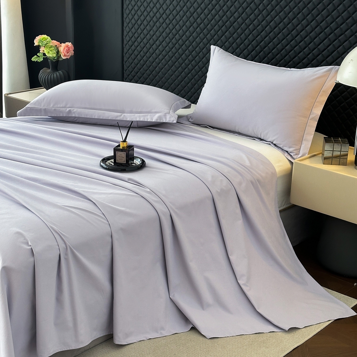 91家纺网 家纺一手货源 找家纺 宝时兰 2025新款加厚100%全棉长绒棉纯色磨毛单品床单纯棉枕套高密【提供买家秀/可定制其他尺寸】 丁香紫