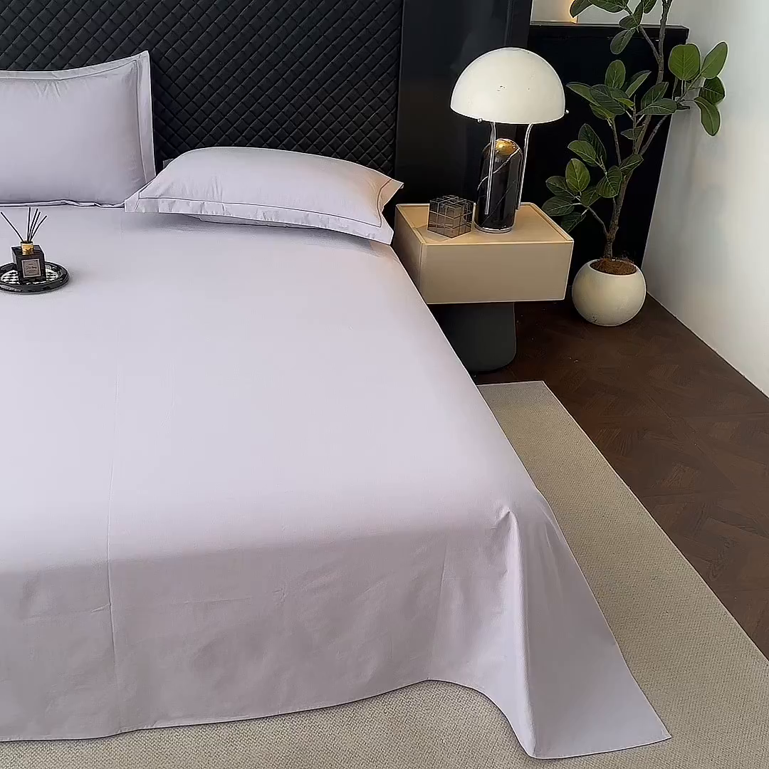 91家纺网 家纺一手货源 找家纺 宝时兰 2025新款加厚100%全棉长绒棉纯色磨毛单品床单纯棉枕套高密【提供买家秀/可定制其他尺寸】 丁香紫