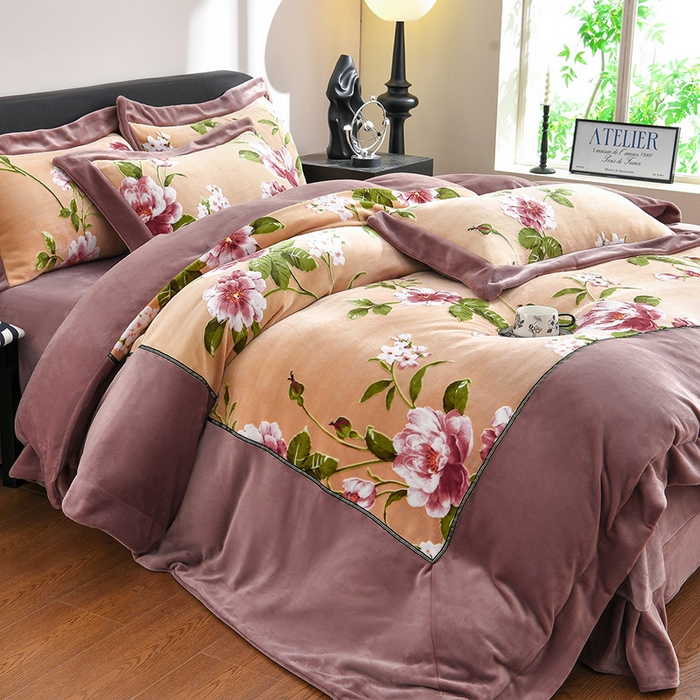 妮恒美家纺 2025新款高克重婴儿绒四件套-知秋系列 知秋-拿铁