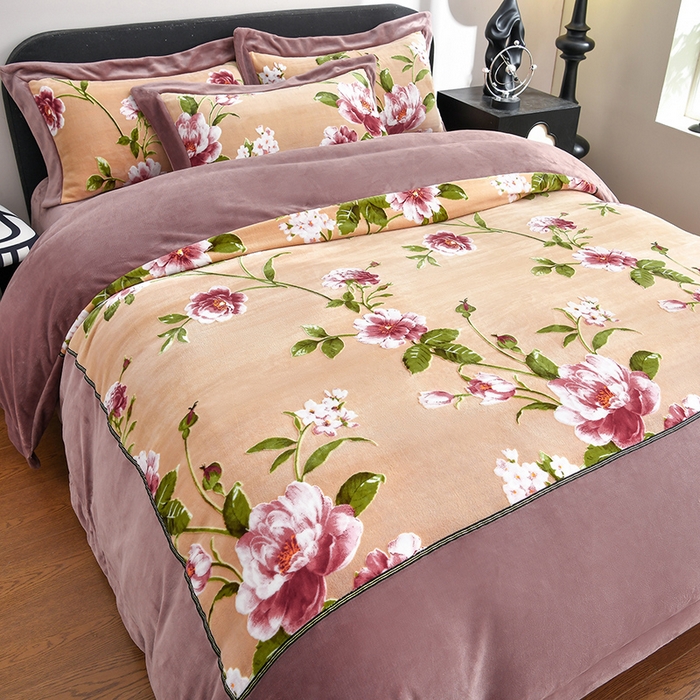 91家纺网 家纺一手货源 找家纺 妮恒美家纺 2025新款高克重婴儿绒四件套-知秋系列 知秋-拿铁