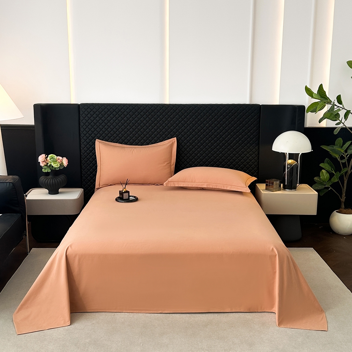 91家纺网 家纺一手货源 找家纺 宝时兰 2025新款加厚100%全棉长绒棉纯色磨毛单品床单纯棉枕套高密【提供买家秀/可定制其他尺寸】 琥珀橙