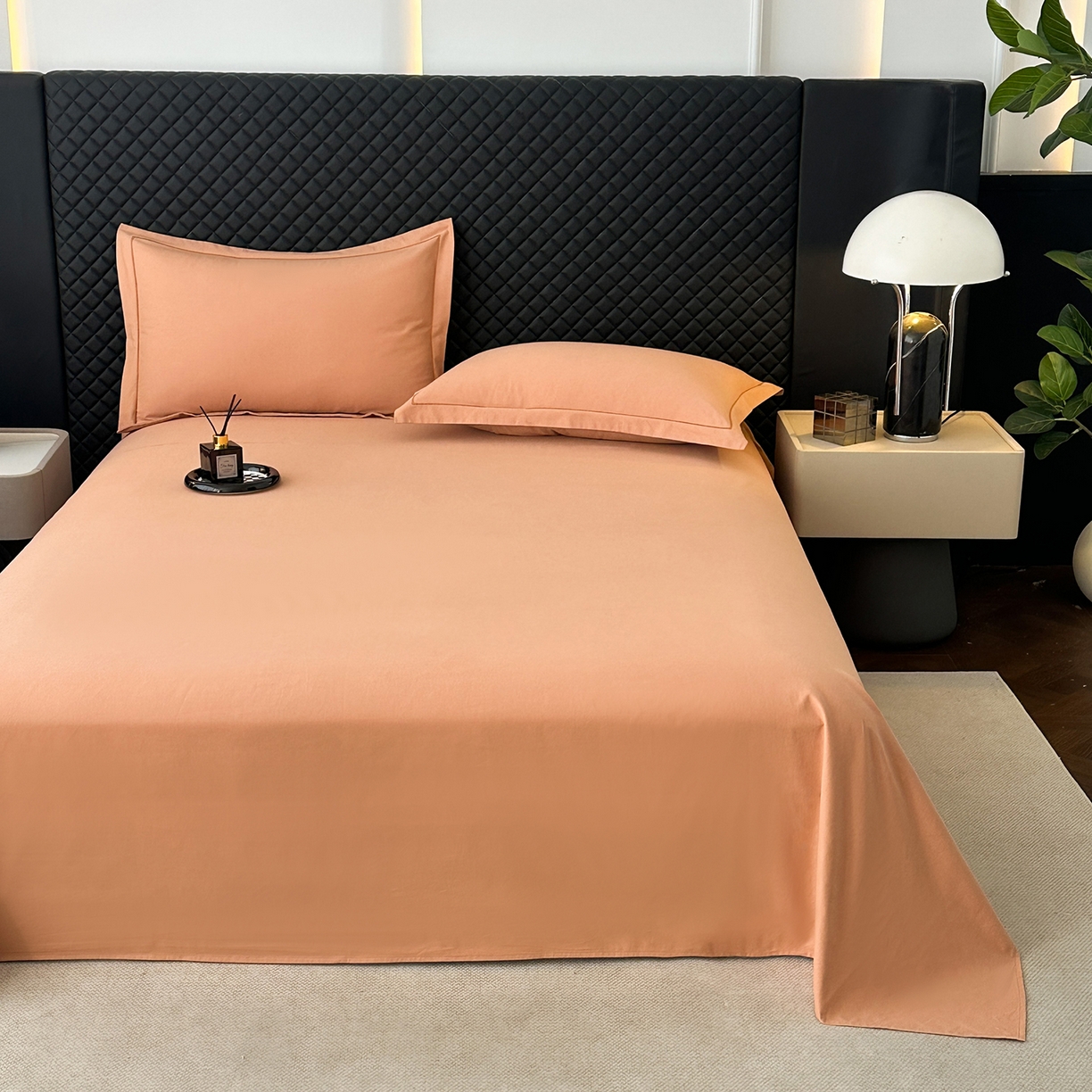 91家纺网 家纺一手货源 找家纺 宝时兰 2025新款加厚100%全棉长绒棉纯色磨毛单品床单纯棉枕套高密【提供买家秀/可定制其他尺寸】 琥珀橙