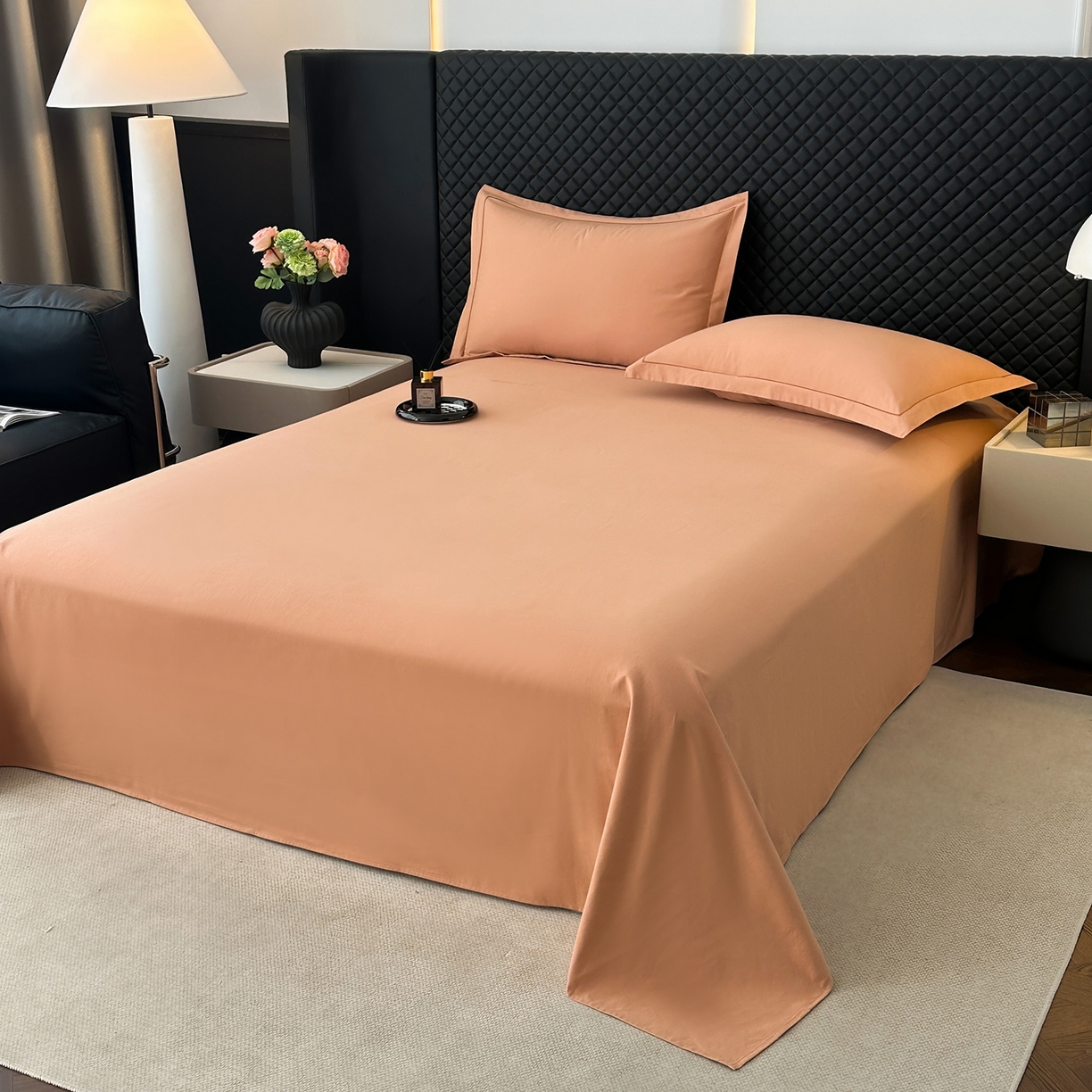 91家纺网 家纺一手货源 找家纺 宝时兰 2025新款加厚100%全棉长绒棉纯色磨毛单品床单纯棉枕套高密【提供买家秀/可定制其他尺寸】 琥珀橙