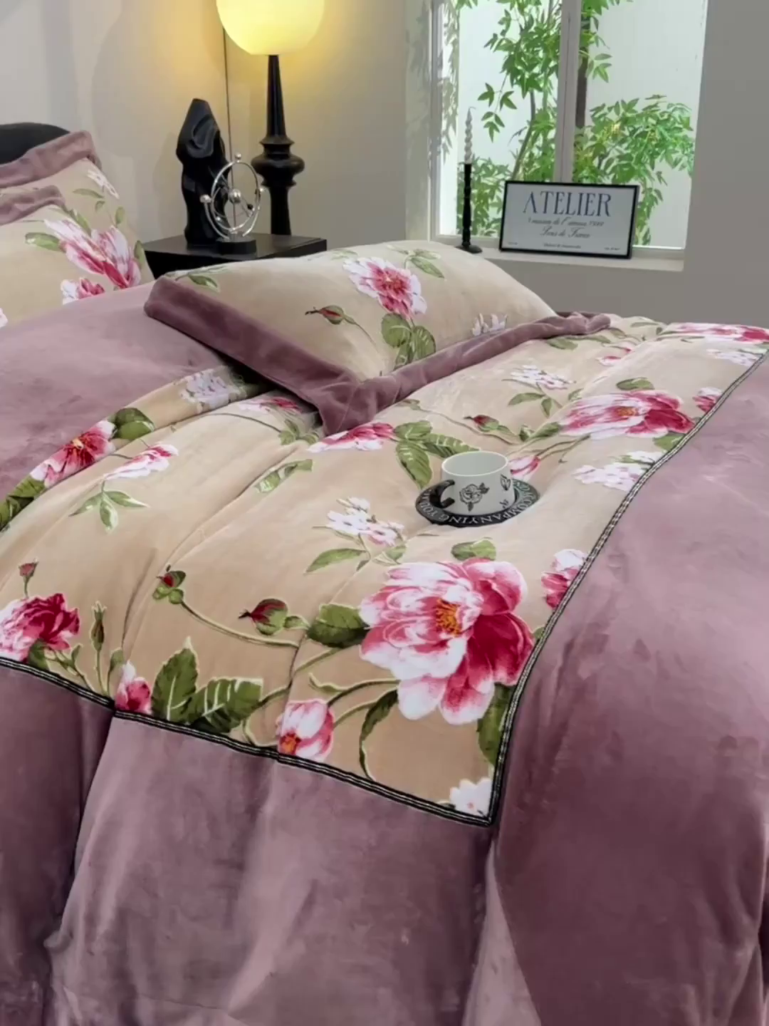 91家纺网 家纺一手货源 找家纺 妮恒美家纺 2025新款高克重婴儿绒四件套-知秋系列 知秋-拿铁