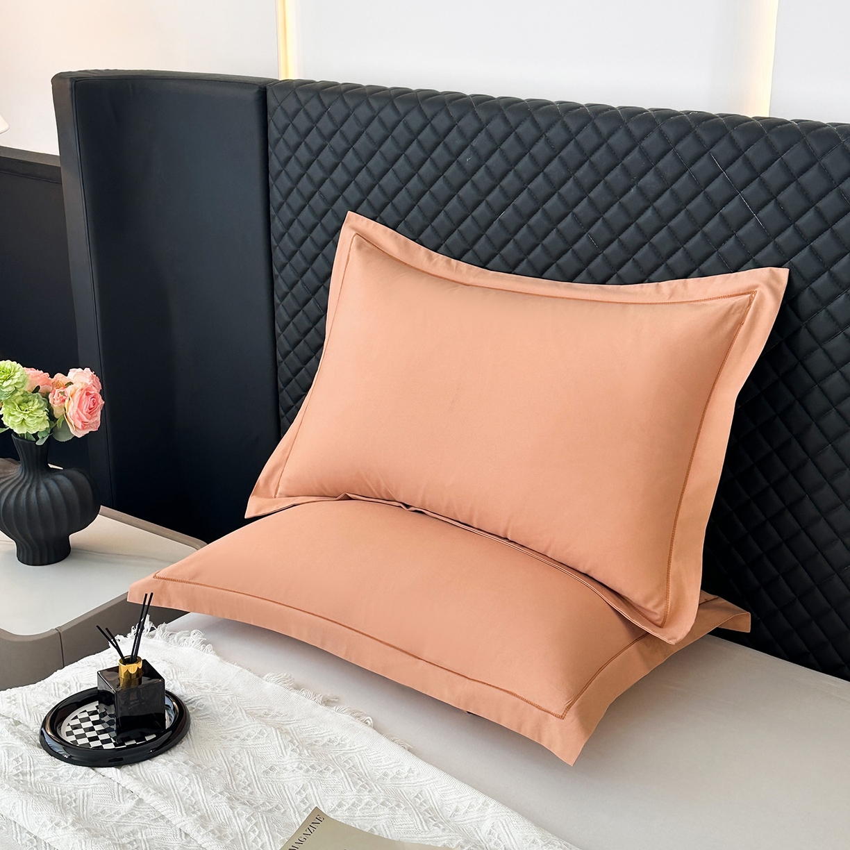 91家纺网 家纺一手货源 找家纺 宝时兰 2025新款加厚100%全棉长绒棉纯色磨毛单品床单纯棉枕套高密【提供买家秀/可定制其他尺寸】 琥珀橙