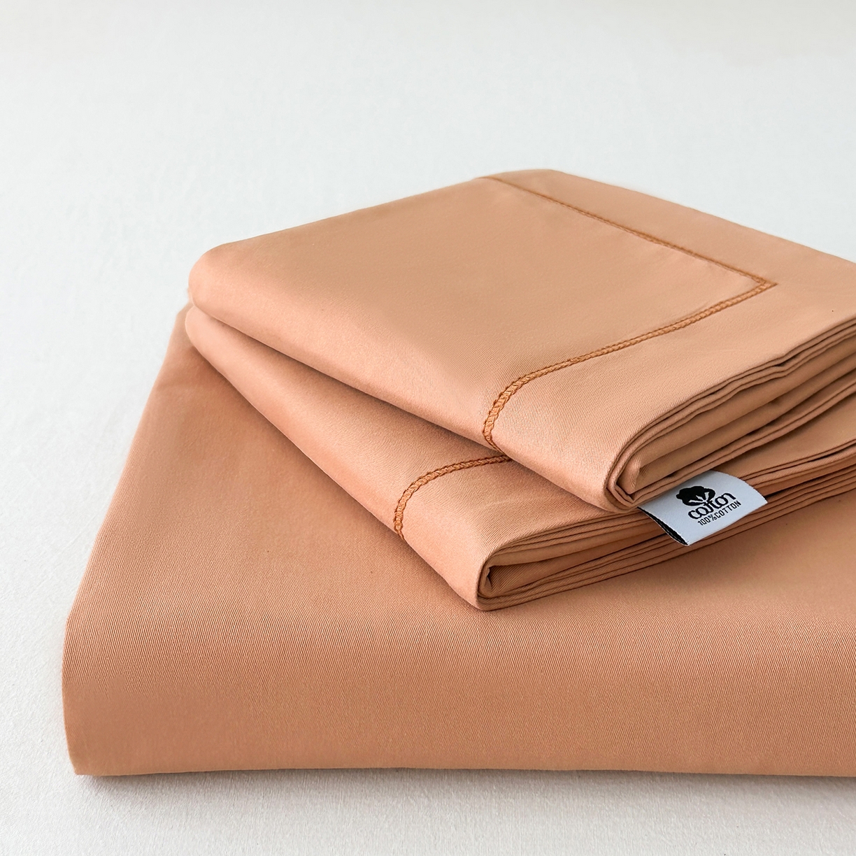 91家纺网 家纺一手货源 找家纺 宝时兰 2025新款加厚100%全棉长绒棉纯色磨毛单品床单纯棉枕套高密【提供买家秀/可定制其他尺寸】 琥珀橙