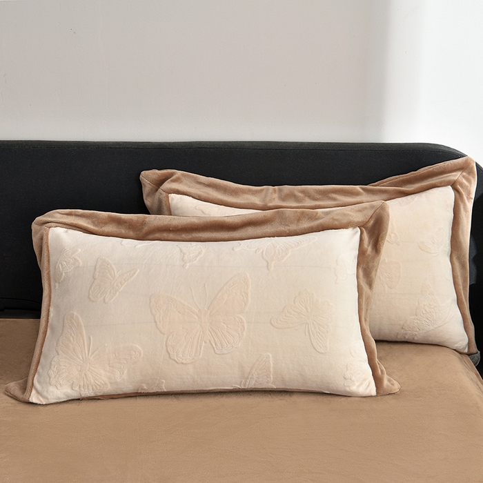 91家纺网 家纺一手货源 找家纺 妮恒美家纺 2025新款高克重婴儿绒四件套-知秋系列 蝶恋-高级咖