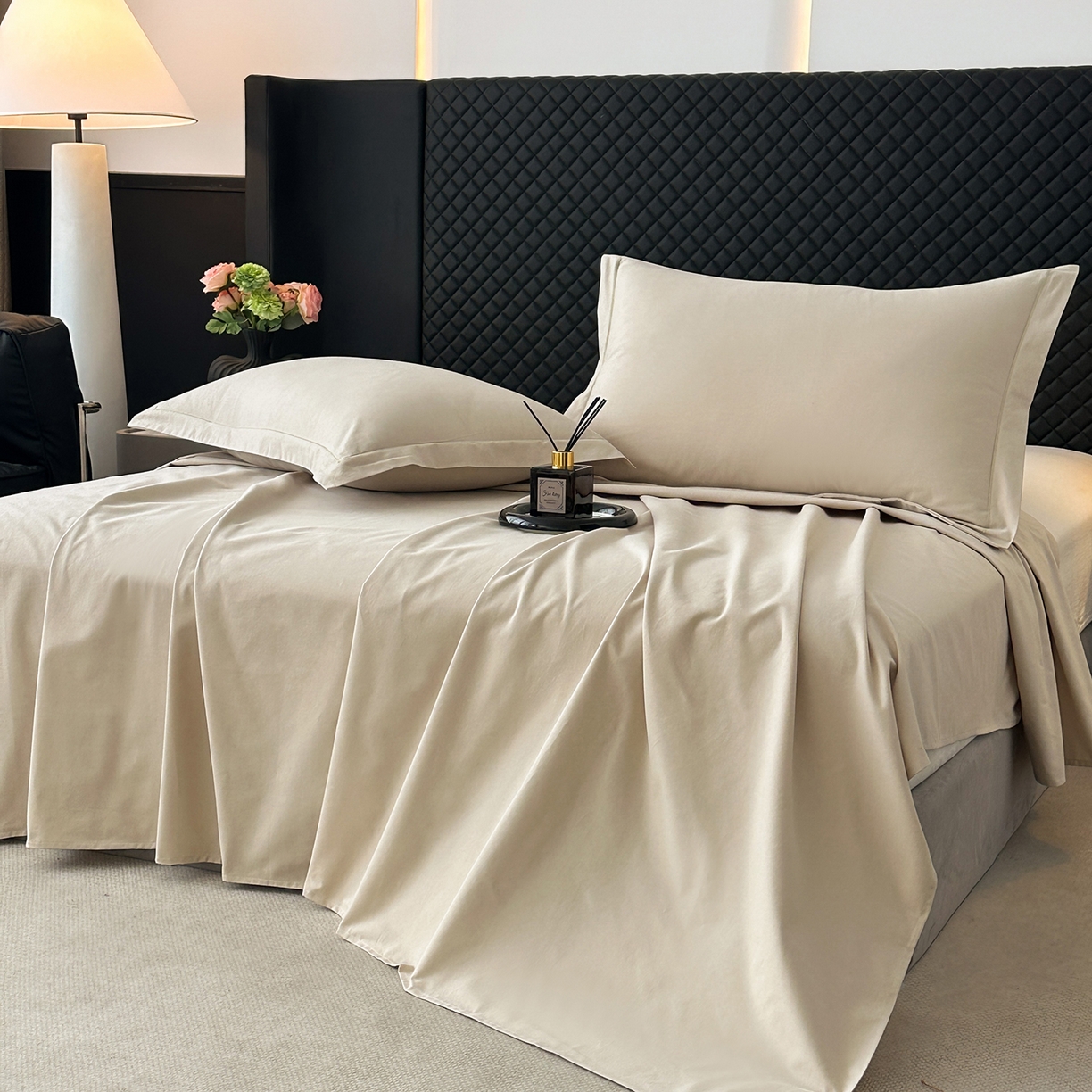 91家纺网 家纺一手货源 找家纺 宝时兰 2025新款加厚100%全棉长绒棉纯色磨毛单品床单纯棉枕套高密【提供买家秀/可定制其他尺寸】 米卡