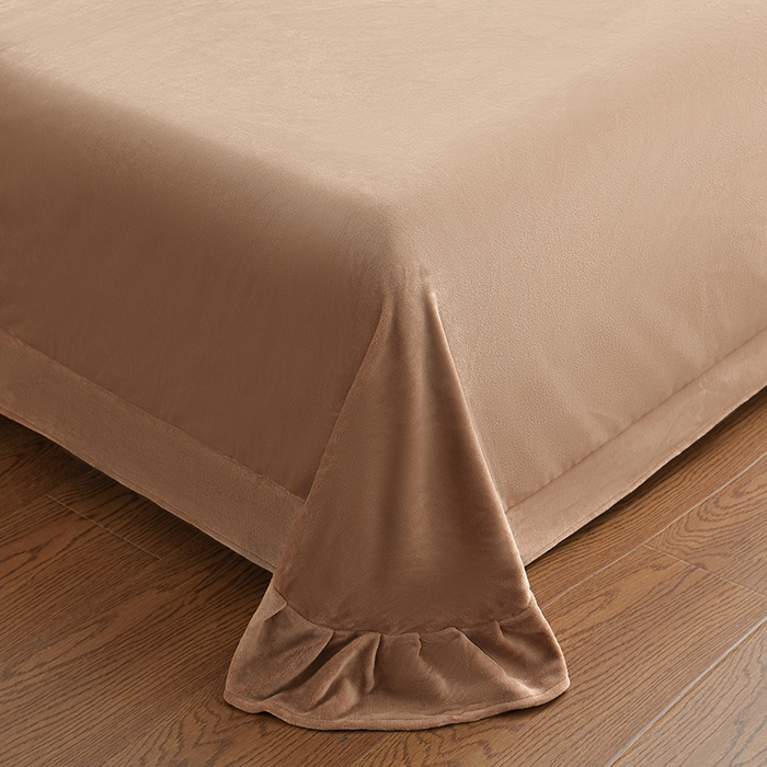 91家纺网 家纺一手货源 找家纺 妮恒美家纺 2025新款高克重婴儿绒四件套-知秋系列 蝶恋-高级咖