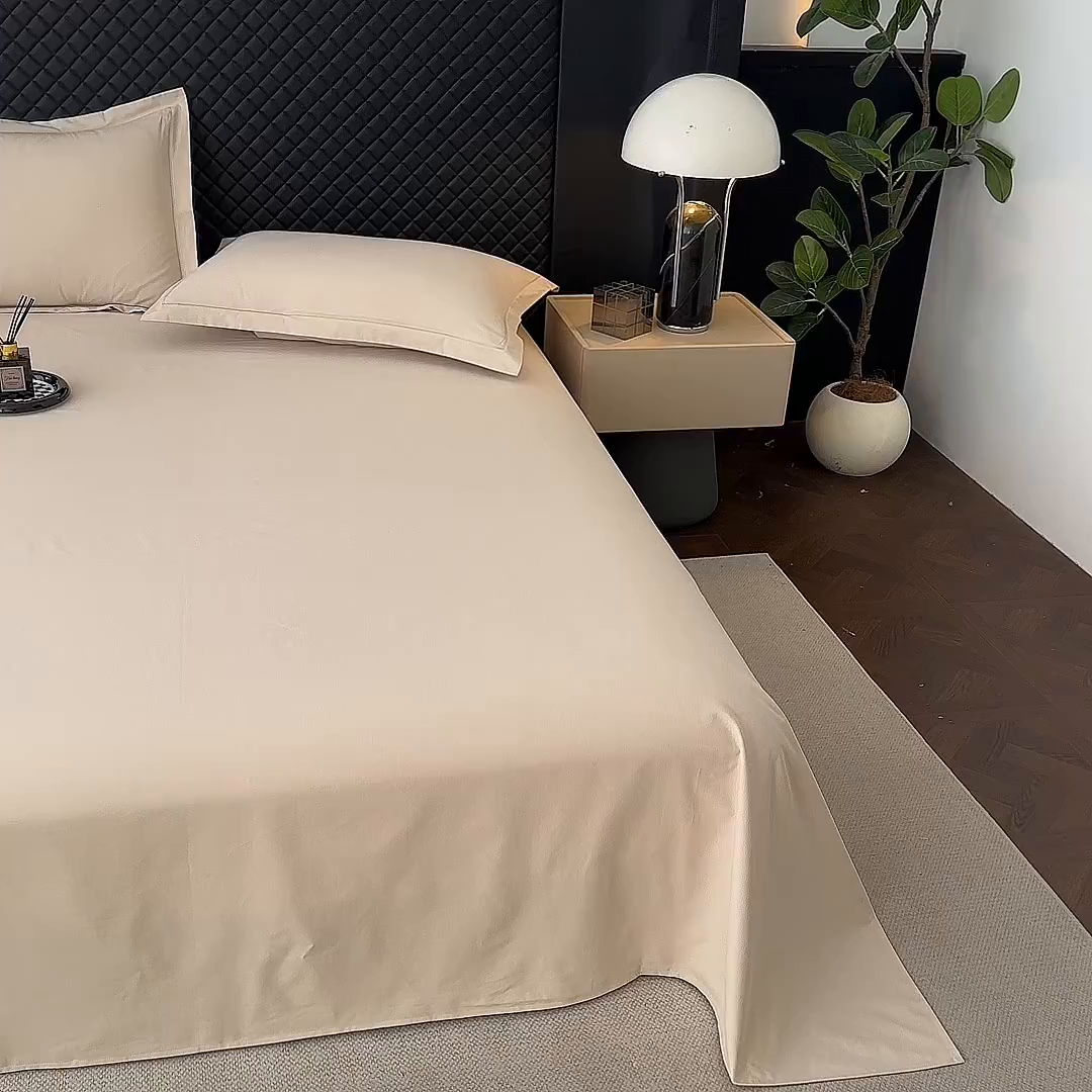 91家纺网 家纺一手货源 找家纺 宝时兰 2025新款加厚100%全棉长绒棉纯色磨毛单品床单纯棉枕套高密【提供买家秀/可定制其他尺寸】 米卡