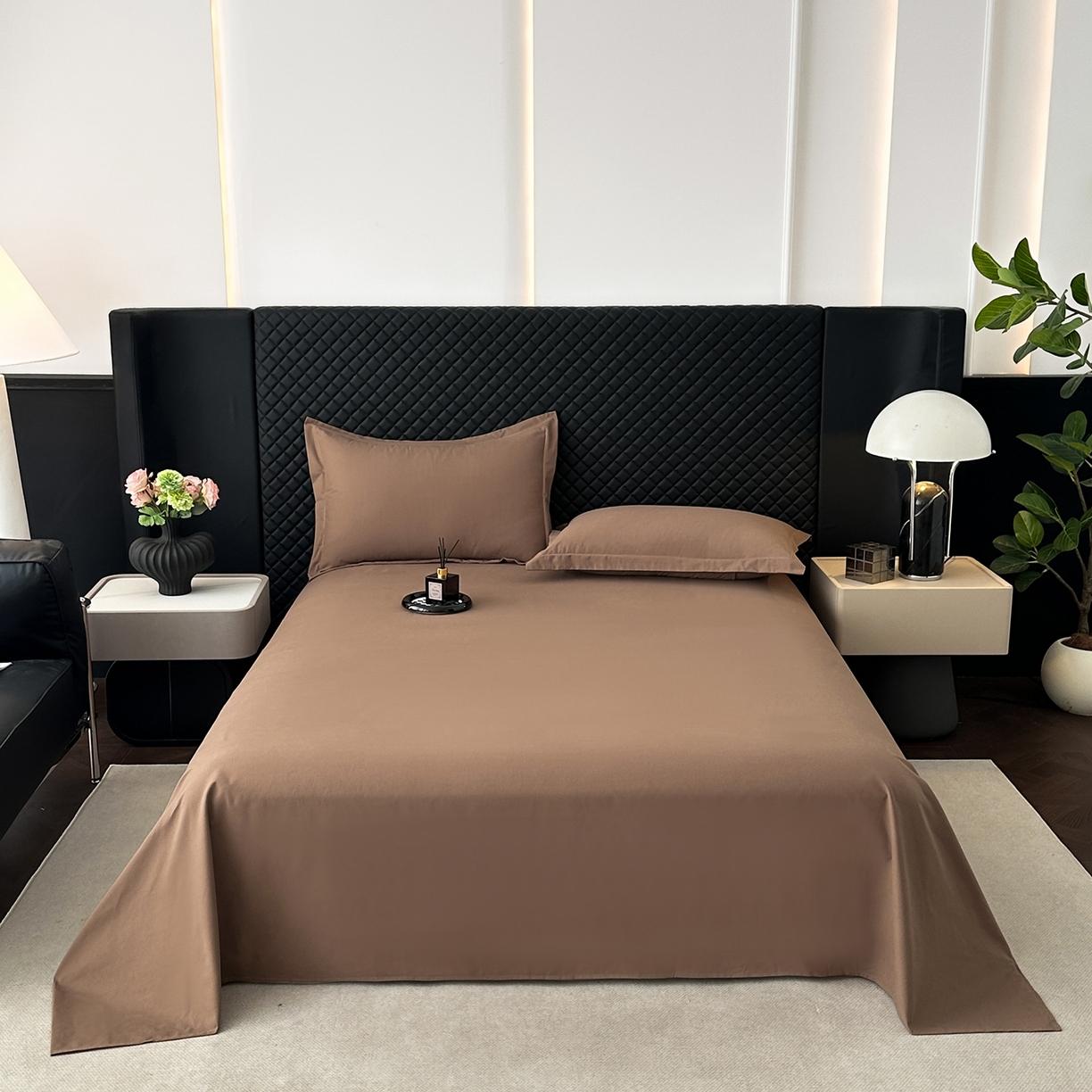 91家纺网 家纺一手货源 找家纺 宝时兰 2025新款加厚100%全棉长绒棉纯色磨毛单品床单纯棉枕套高密【提供买家秀/可定制其他尺寸】 摩卡棕