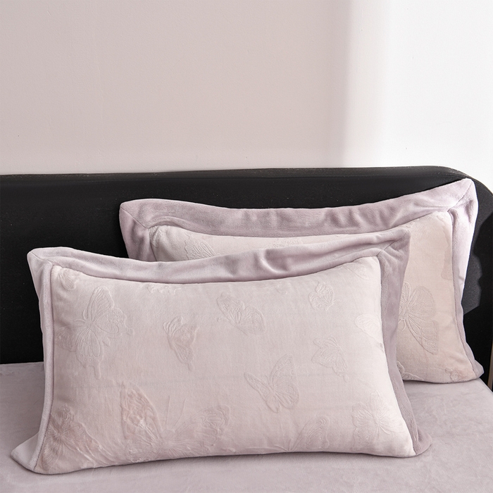 91家纺网 家纺一手货源 找家纺 妮恒美家纺 2025新款高克重婴儿绒四件套-知秋系列 蝶恋-暖心紫