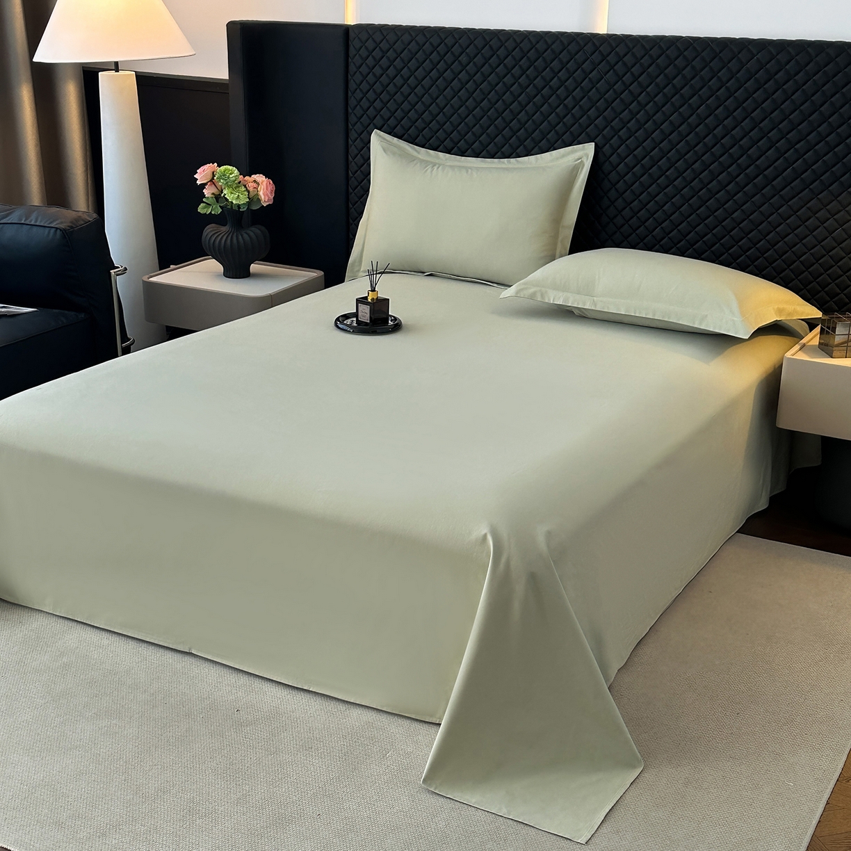 91家纺网 家纺一手货源 找家纺 宝时兰 2025新款加厚100%全棉长绒棉纯色磨毛单品床单纯棉枕套高密【提供买家秀/可定制其他尺寸】 沫绿