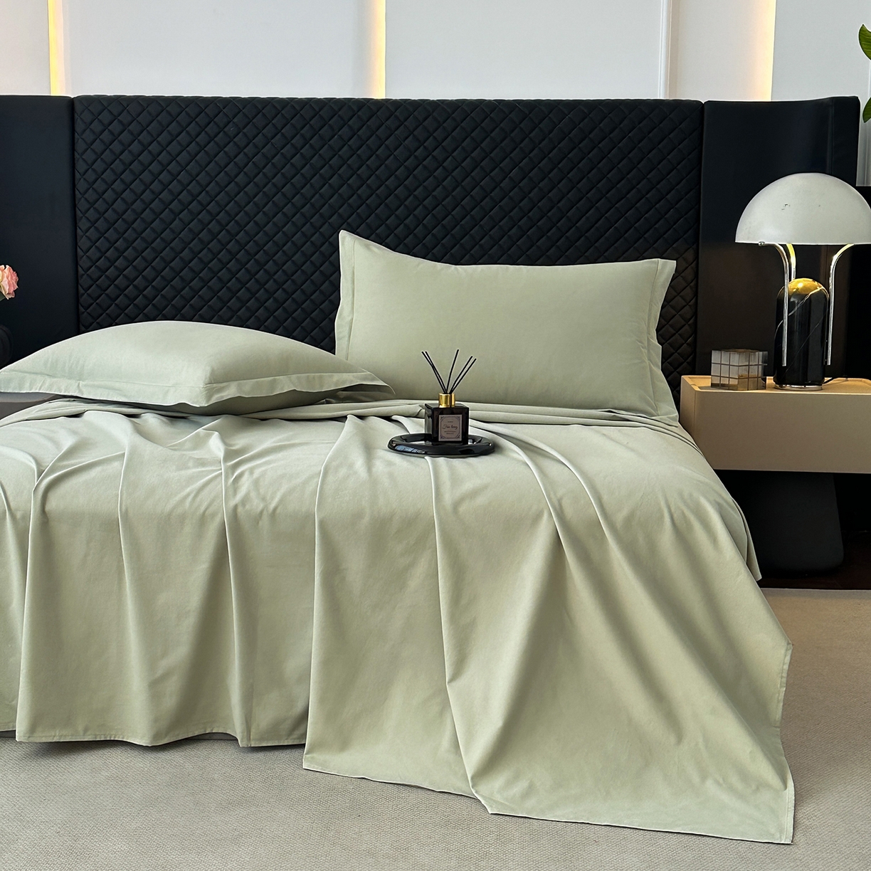 91家纺网 家纺一手货源 找家纺 宝时兰 2025新款加厚100%全棉长绒棉纯色磨毛单品床单纯棉枕套高密【提供买家秀/可定制其他尺寸】 沫绿