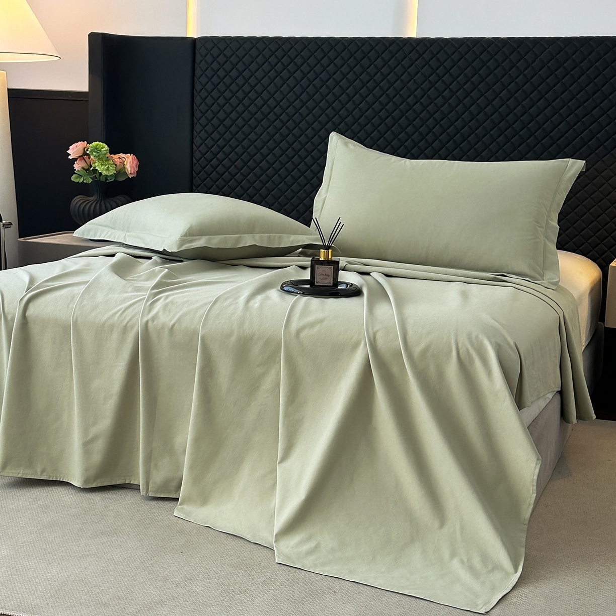 91家纺网 家纺一手货源 找家纺 宝时兰 2025新款加厚100%全棉长绒棉纯色磨毛单品床单纯棉枕套高密【提供买家秀/可定制其他尺寸】 沫绿