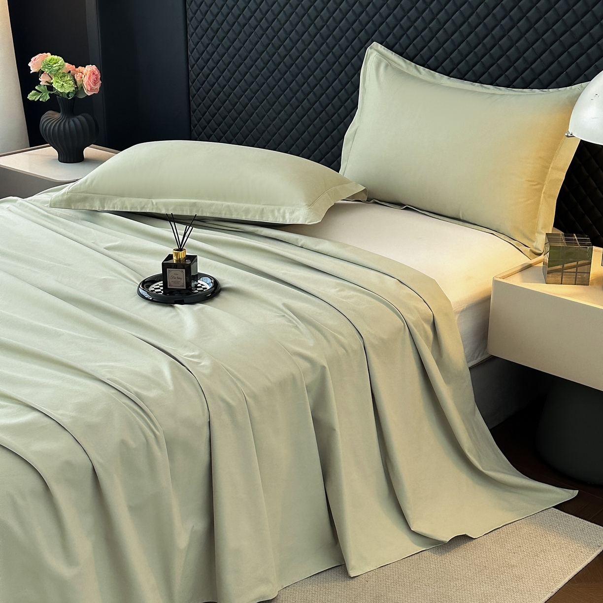 91家纺网 家纺一手货源 找家纺 宝时兰 2025新款加厚100%全棉长绒棉纯色磨毛单品床单纯棉枕套高密【提供买家秀/可定制其他尺寸】 沫绿