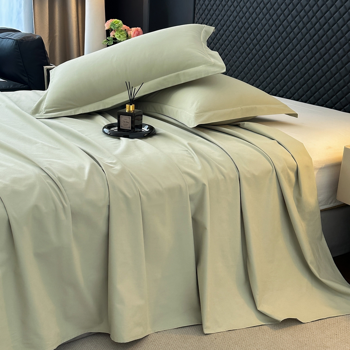 91家纺网 家纺一手货源 找家纺 宝时兰 2025新款加厚100%全棉长绒棉纯色磨毛单品床单纯棉枕套高密【提供买家秀/可定制其他尺寸】 沫绿