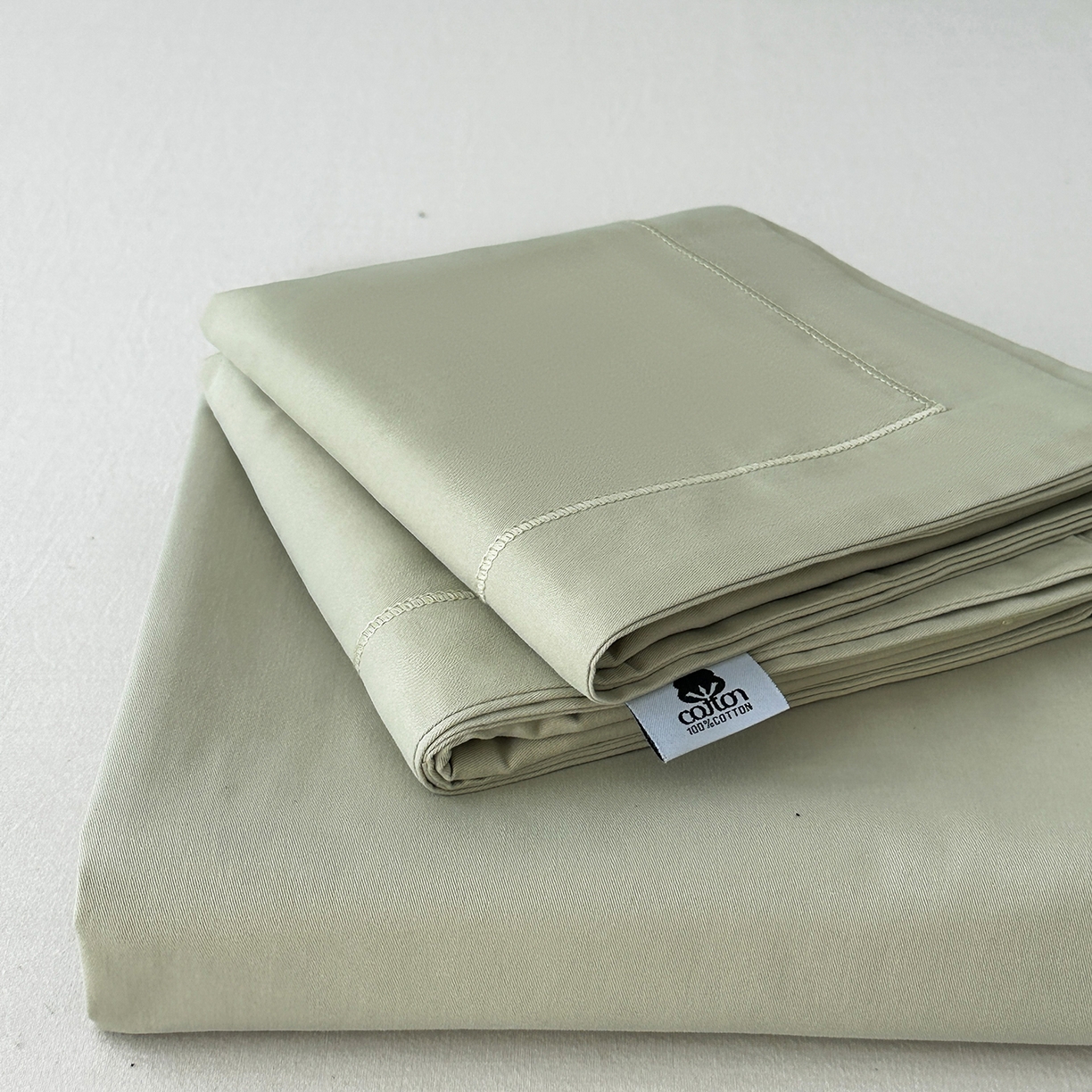 91家纺网 家纺一手货源 找家纺 宝时兰 2025新款加厚100%全棉长绒棉纯色磨毛单品床单纯棉枕套高密【提供买家秀/可定制其他尺寸】 沫绿