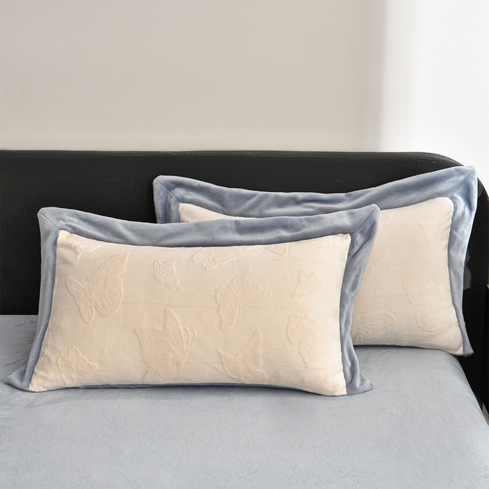 91家纺网 家纺一手货源 找家纺 妮恒美家纺 2025新款高克重婴儿绒四件套-知秋系列 蝶恋-石英灰