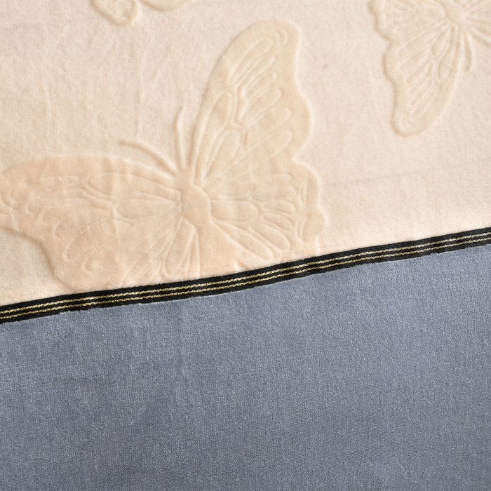 91家纺网 家纺一手货源 找家纺 妮恒美家纺 2025新款高克重婴儿绒四件套-知秋系列 蝶恋-石英灰