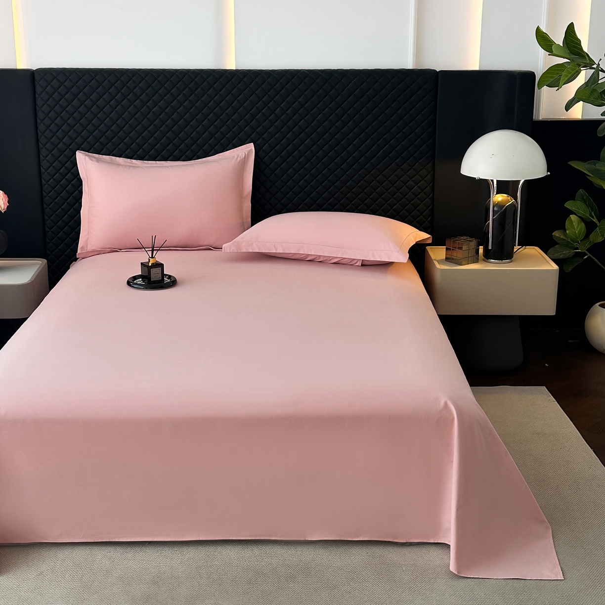 91家纺网 家纺一手货源 找家纺 宝时兰 2025新款加厚100%全棉长绒棉纯色磨毛单品床单纯棉枕套高密【提供买家秀/可定制其他尺寸】 木槿粉