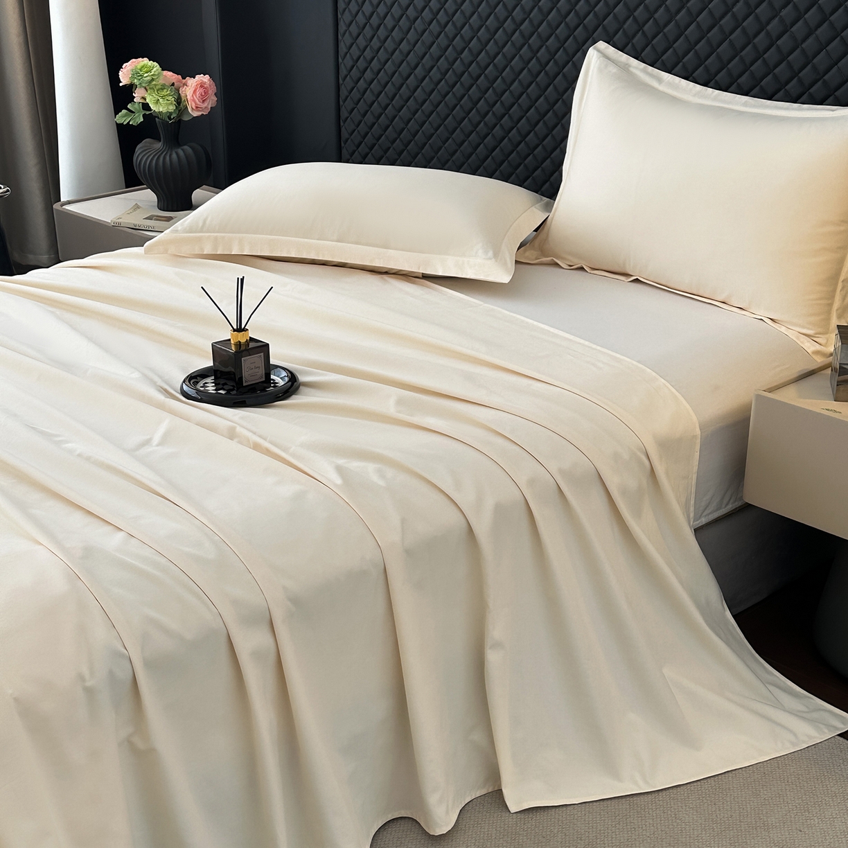 91家纺网 家纺一手货源 找家纺 宝时兰 2025新款加厚100%全棉长绒棉纯色磨毛单品床单纯棉枕套高密【提供买家秀/可定制其他尺寸】 奶黄