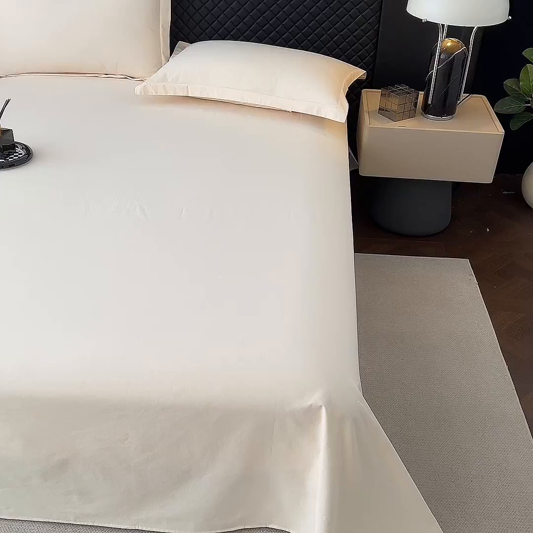 91家纺网 家纺一手货源 找家纺 宝时兰 2025新款加厚100%全棉长绒棉纯色磨毛单品床单纯棉枕套高密【提供买家秀/可定制其他尺寸】 奶黄