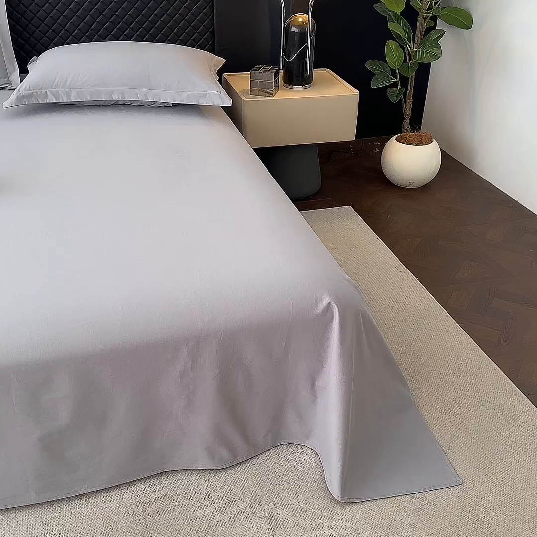 91家纺网 家纺一手货源 找家纺 宝时兰 2025新款加厚100%全棉长绒棉纯色磨毛单品床单纯棉枕套高密【提供买家秀/可定制其他尺寸】 深空灰